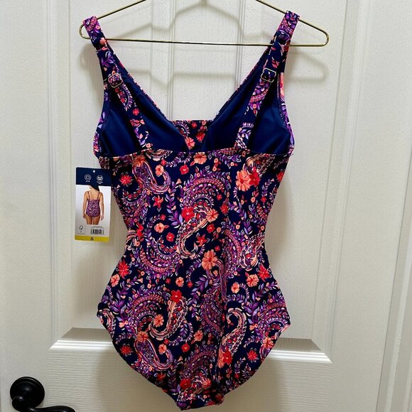 Lands' End Women's One Piece Swimsuit Size S Purple Floral UPF 50+ Feminine NEW - Picture 11 of 12